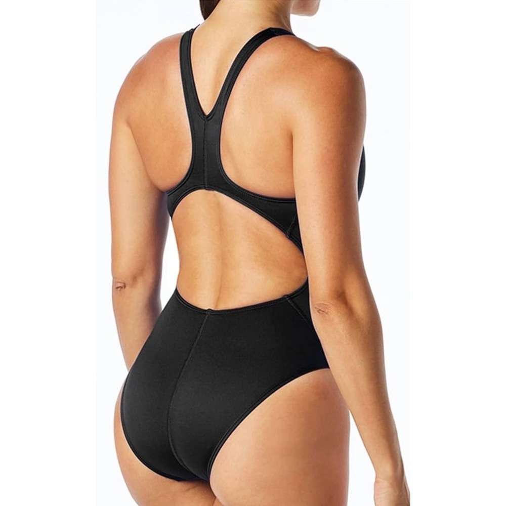 TYR Solid Maxfit Black One Piece Swimsuit Womens 36 L Athletic Swimwear - Picture 2 of 9